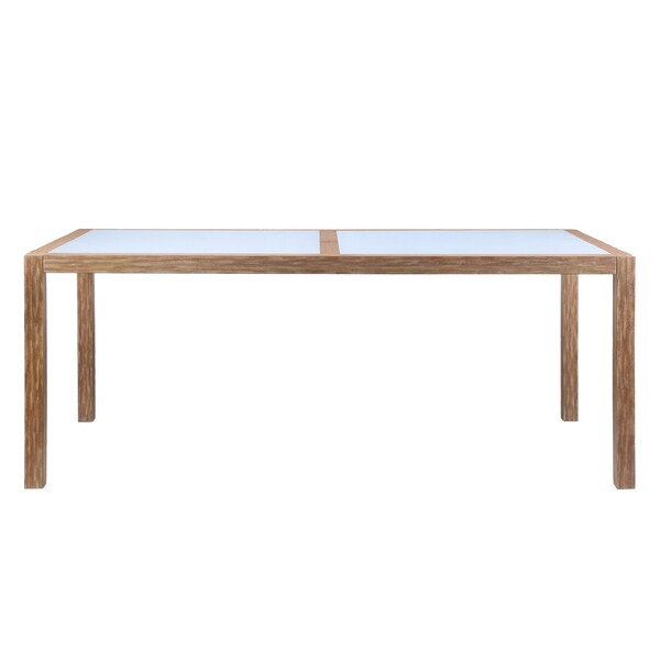 Armen Living Sienna Outdoor Eucalyptus Dining Table with Gray Teak Finish and Super Stone Top LCSIDIEUC - main